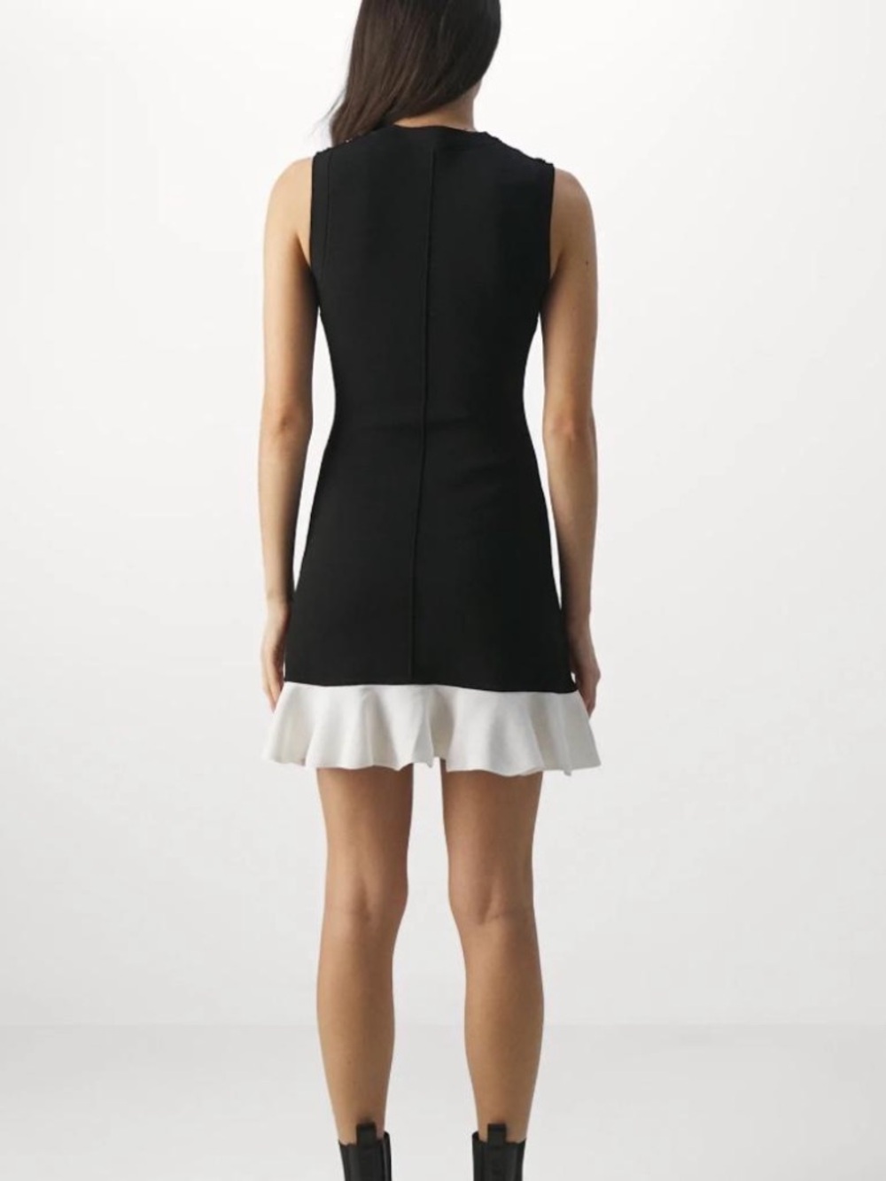 Sando Sleeveless Black & White Ruffle Hem Dress! 34 . NWT - Picture 4 of 4